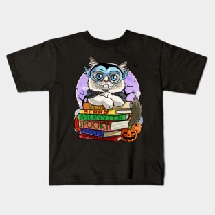 Ragdoll Cat Vampire Witch Pumpkin Halloween Kids T-Shirt